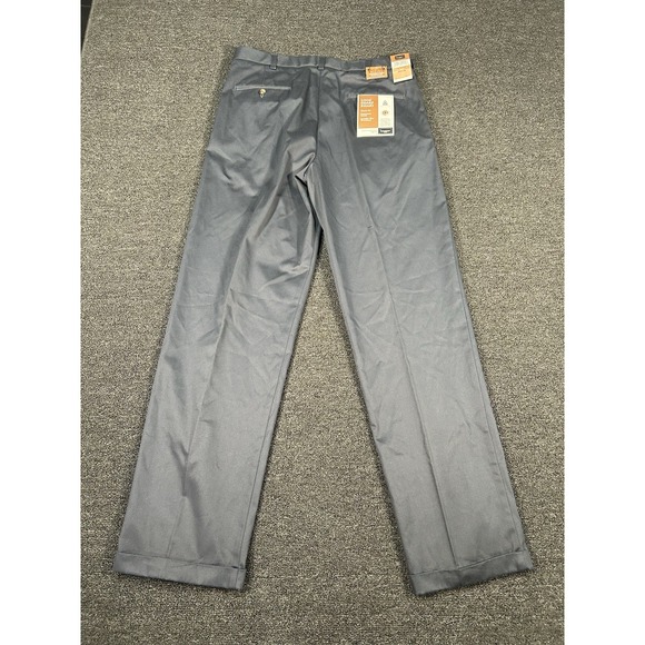 New Haggar Pants Men's 34x34 Gray Look Sharp Khaki Pleated‎ Cuffed Office Dress - Picture 6 of 7